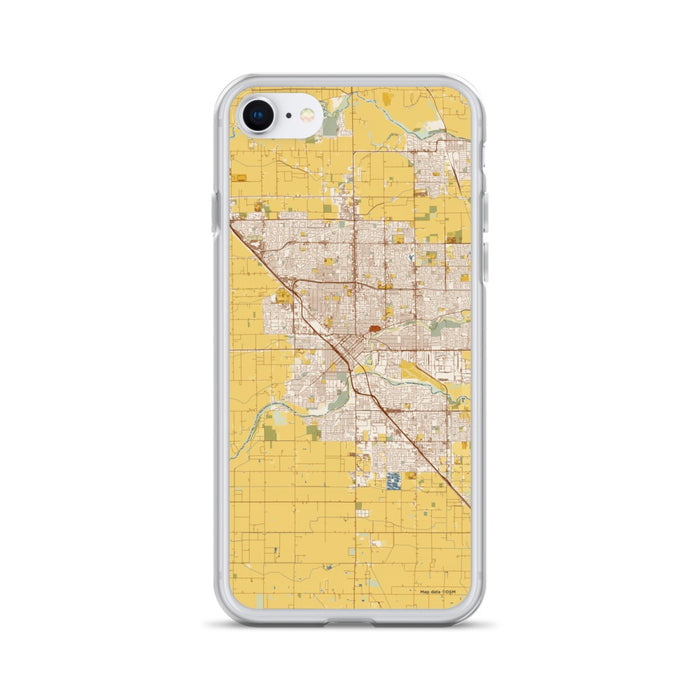 Custom Modesto California Map iPhone SE Phone Case in Woodblock