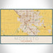 Modesto California Map Print Landscape Orientation in Woodblock Style With Shaded Background
