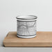 Front View Custom Moline Illinois Map Enamel Mug in Classic on Cutting Board