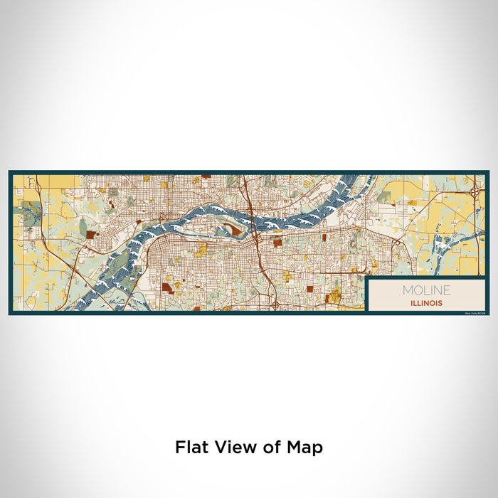 Flat View of Map Custom Moline Illinois Map Enamel Mug in Woodblock