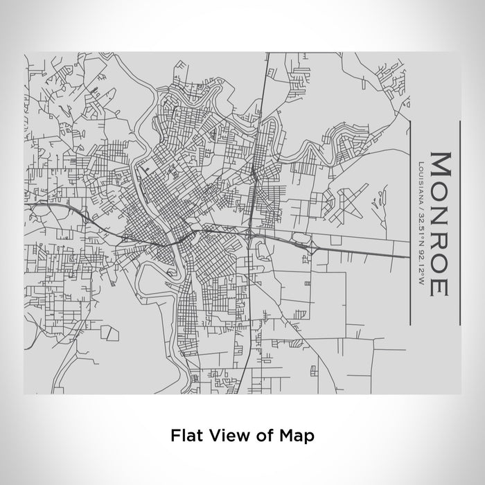Rendered View of Monroe Louisiana Map Engraving on 20oz Stainless Steel Insulated Bottle with Bamboo Top