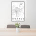 24x36 Monroe Louisiana Map Print Portrait Orientation in Classic Style Behind 2 Chairs Table and Potted Plant