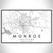Monroe Louisiana Map Print Landscape Orientation in Classic Style With Shaded Background