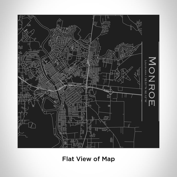 Rendered View of Monroe Louisiana Map Engraving on 17oz Stainless Steel Insulated Tumbler in Black