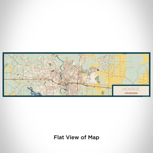 Flat View of Map Custom Monroe Louisiana Map Enamel Mug in Woodblock