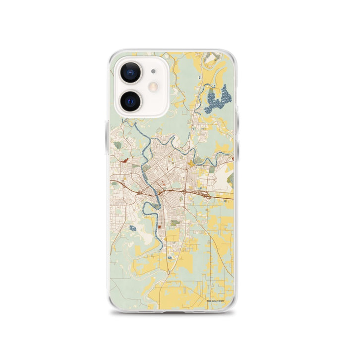 Custom Monroe Louisiana Map iPhone 12 Phone Case in Woodblock
