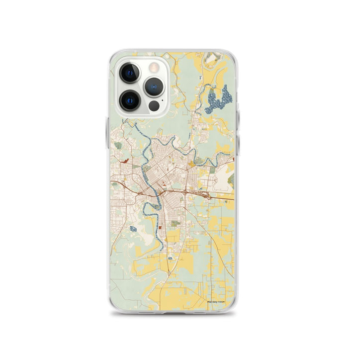 Custom Monroe Louisiana Map iPhone 12 Pro Phone Case in Woodblock