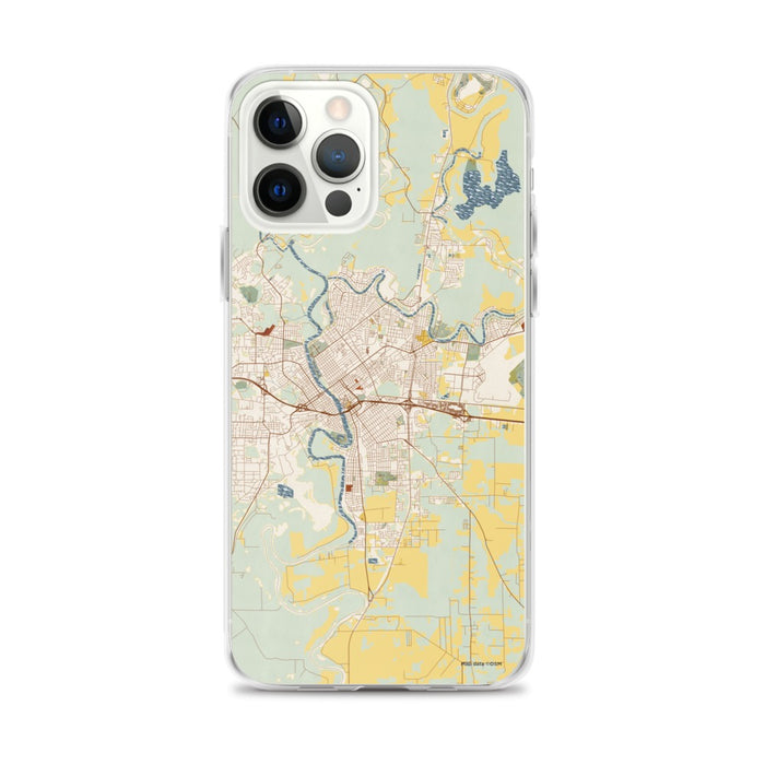 Custom Monroe Louisiana Map iPhone 12 Pro Max Phone Case in Woodblock