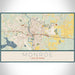 Monroe Louisiana Map Print Landscape Orientation in Woodblock Style With Shaded Background