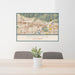 24x36 Monrovia California Map Print Lanscape Orientation in Woodblock Style Behind 2 Chairs Table and Potted Plant