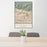 24x36 Monrovia California Map Print Portrait Orientation in Woodblock Style Behind 2 Chairs Table and Potted Plant