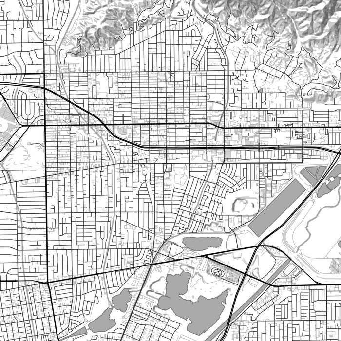 Monrovia California Map Print in Classic Style Zoomed In Close Up Showing Details