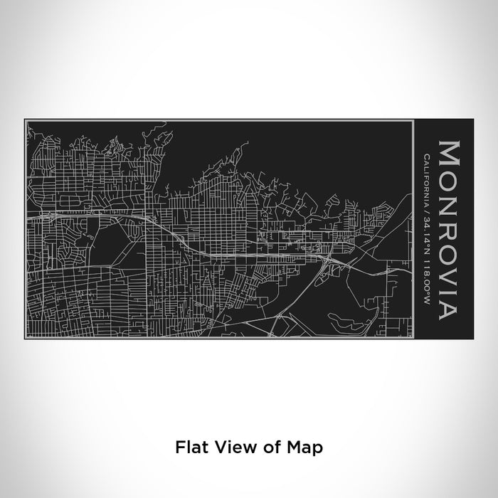 Rendered View of Monrovia California Map Engraving on 17oz Stainless Steel Insulated Cola Bottle in Black