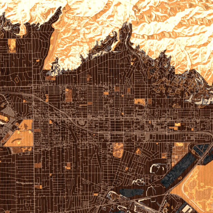 Monrovia California Map Print in Ember Style Zoomed In Close Up Showing Details