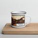 Right View Custom Monrovia California Map Enamel Mug in Ember