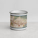 Front View Custom Monrovia California Map Enamel Mug in Woodblock