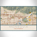 Monrovia California Map Print Landscape Orientation in Woodblock Style With Shaded Background