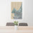 24x36 Monterey California Map Print Portrait Orientation in Afternoon Style Behind 2 Chairs Table and Potted Plant
