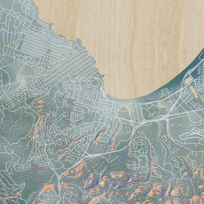 Monterey California Map Print in Afternoon Style Zoomed In Close Up Showing Details