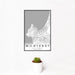 12x18 Monterey California Map Print Portrait Orientation in Classic Style With Small Cactus Plant in White Planter