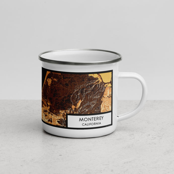 Right View Custom Monterey California Map Enamel Mug in Ember