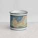 Front View Custom Monterey California Map Enamel Mug in Woodblock