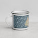 Left View Custom Monterey California Map Enamel Mug in Woodblock