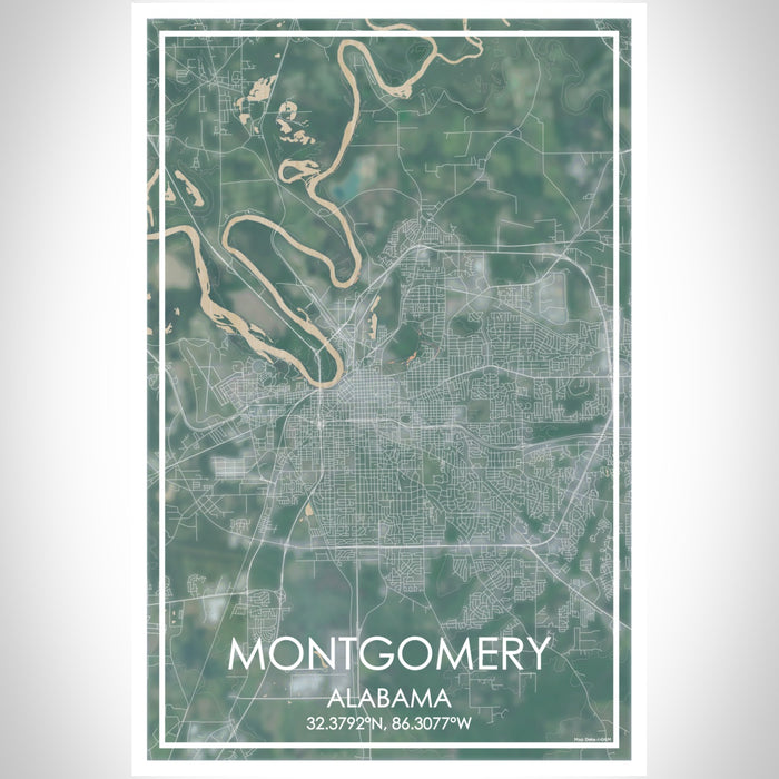 Montgomery Alabama Map Print Portrait Orientation in Afternoon Style With Shaded Background