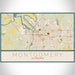 Montgomery Alabama Map Print Landscape Orientation in Woodblock Style With Shaded Background