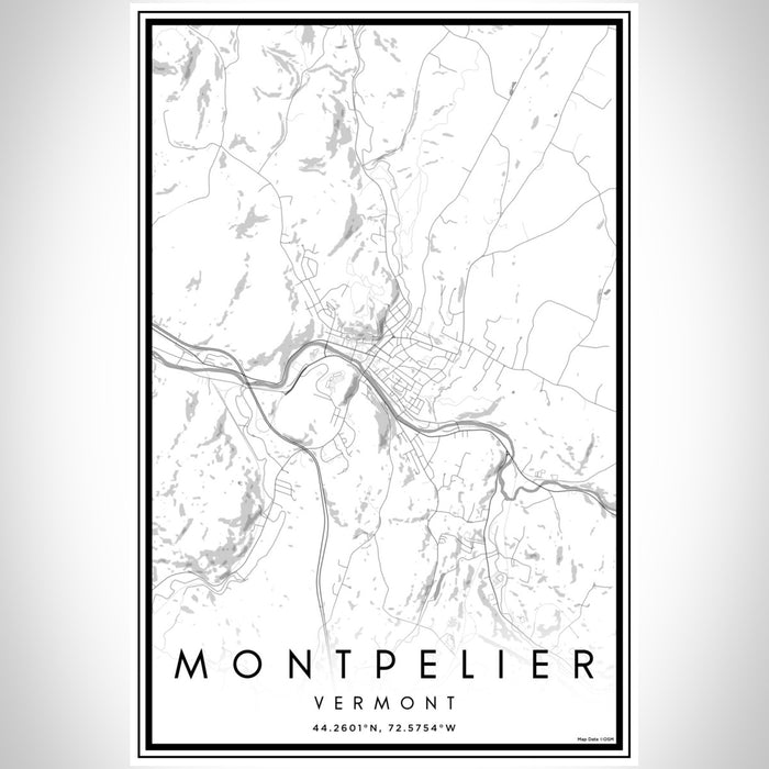 Montpelier Vermont Map Print Portrait Orientation in Classic Style With Shaded Background