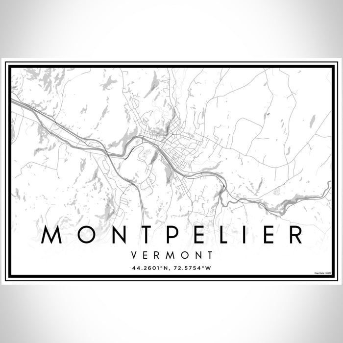 Montpelier Vermont Map Print Landscape Orientation in Classic Style With Shaded Background