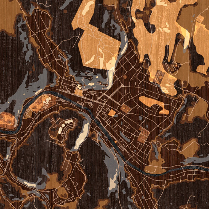 Montpelier Vermont Map Print in Ember Style Zoomed In Close Up Showing Details