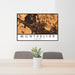 24x36 Montpelier Vermont Map Print Landscape Orientation in Ember Style Behind 2 Chairs Table and Potted Plant