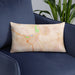 Custom Montpelier Vermont Map Throw Pillow in Watercolor on Blue Colored Chair