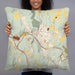 Person holding 22x22 Custom Montpelier Vermont Map Throw Pillow in Woodblock