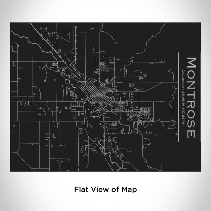 Rendered View of Montrose Colorado Map Engraving on 20oz Stainless Steel Insulated Bottle with Bamboo Top in Black