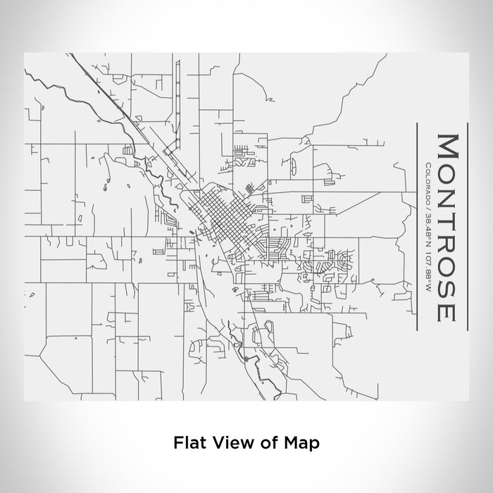 Rendered View of Montrose Colorado Map Engraving on 20oz Stainless Steel Insulated Bottle with Bamboo Top in White
