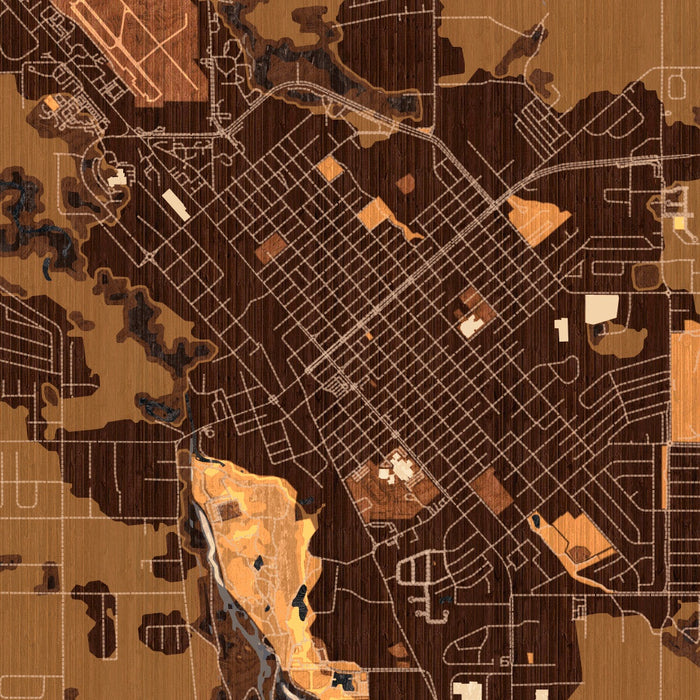 Montrose Colorado Map Print in Ember Style Zoomed In Close Up Showing Details