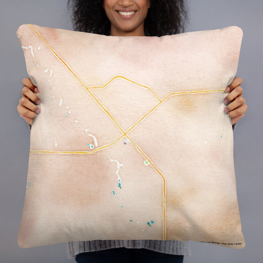 Person holding 22x22 Custom Montrose Colorado Map Throw Pillow in Watercolor