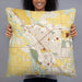 Person holding 22x22 Custom Montrose Colorado Map Throw Pillow in Woodblock
