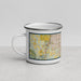 Left View Custom Moore Oklahoma Map Enamel Mug in Woodblock