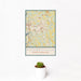 12x18 Mooresville North Carolina Map Print Portrait Orientation in Woodblock Style With Small Cactus Plant in White Planter