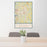 24x36 Mooresville North Carolina Map Print Portrait Orientation in Woodblock Style Behind 2 Chairs Table and Potted Plant