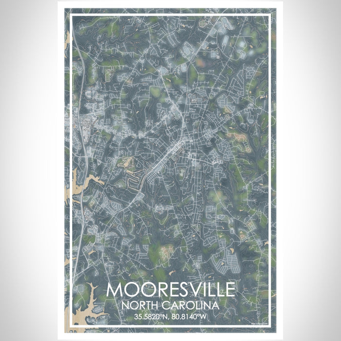 Mooresville North Carolina Map Print Portrait Orientation in Afternoon Style With Shaded Background
