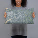 Person holding 20x12 Custom Mooresville North Carolina Map Throw Pillow in Afternoon