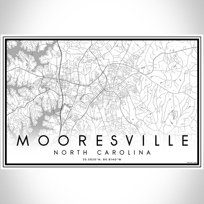 Mooresville North Carolina Map Print Landscape Orientation in Classic Style With Shaded Background