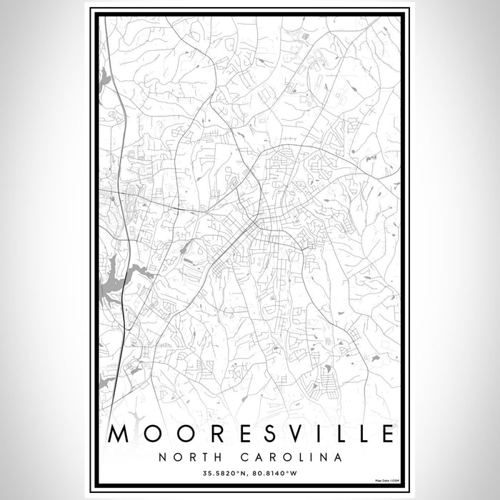 Mooresville North Carolina Map Print Portrait Orientation in Classic Style With Shaded Background