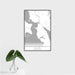 16x24 Mooselookmeguntic Maine Map Print Portrait Orientation in Classic Style With Tropical Plant Leaves in Water
