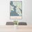 24x36 Mooselookmeguntic Maine Map Print Portrait Orientation in Woodblock Style Behind 2 Chairs Table and Potted Plant