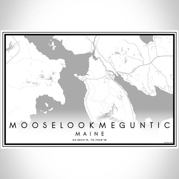 Mooselookmeguntic Maine Map Print Landscape Orientation in Classic Style With Shaded Background